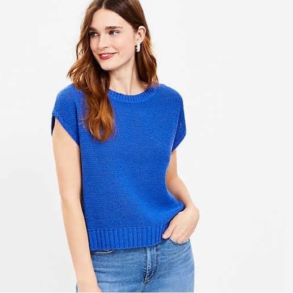 LOFT Sweaters Loft Cobalt Blue Sleeveless Knit Sweater Poshmark